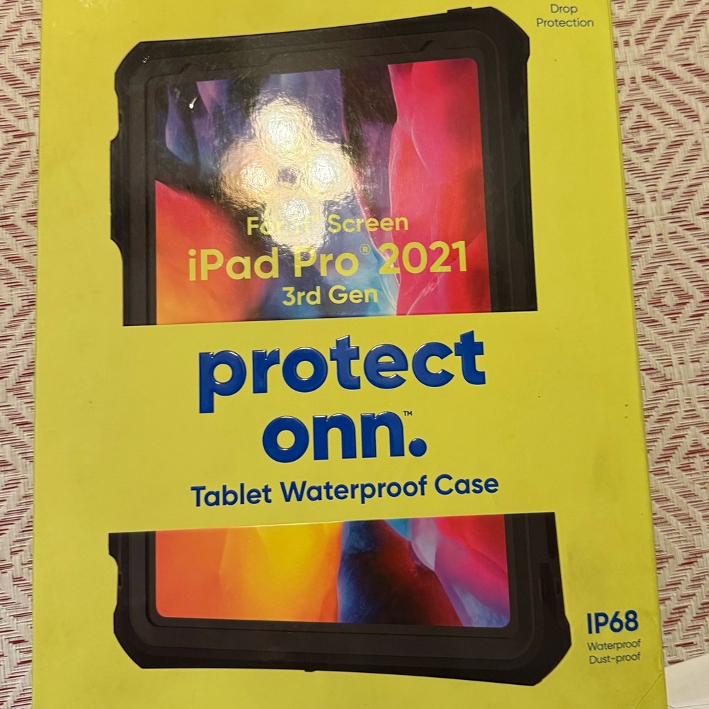 Protect ONN Black Tablet Waterproof Case -iPad Pro 2021 3rd Gen-NEW in Box